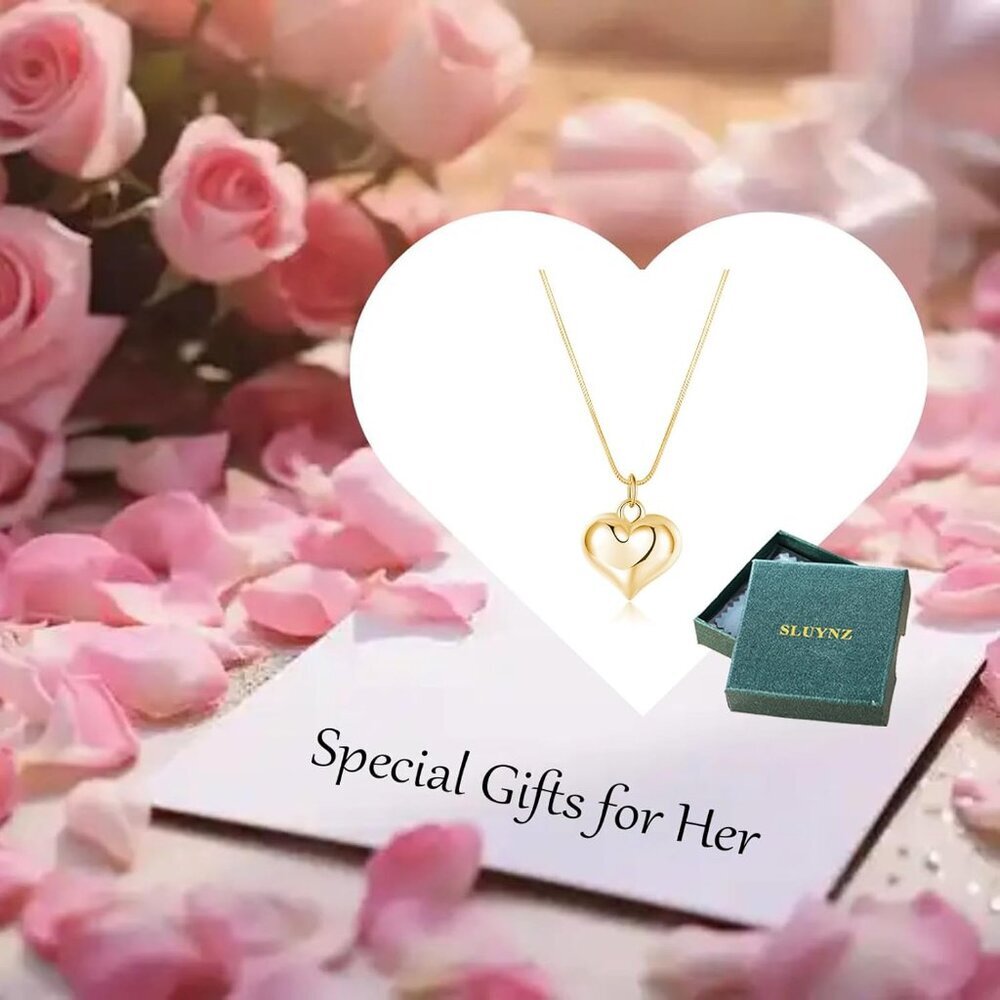 925 Sterling Silver Love Heart Choker Necklace for Women Teens Chunky Love Heart - Picture 6 of 7